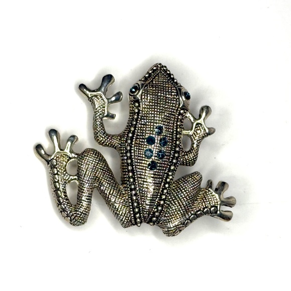 Art Deco Vintage Pewter Frog Brooch - Picture 1 of 4